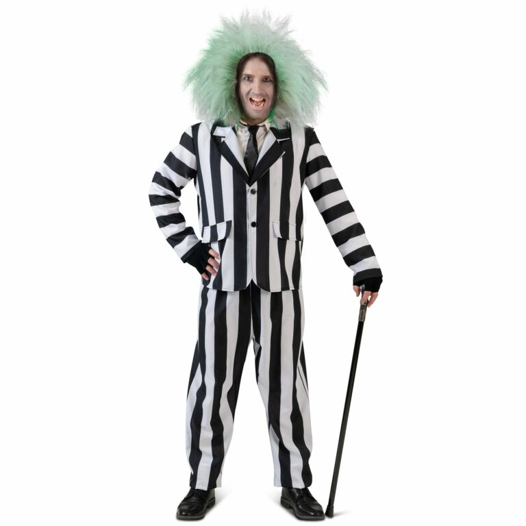 Costume Adulte Raye Noir Et Blanc Style Fantome Iconique 1