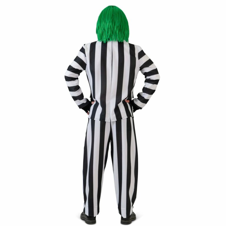Costume Adulte Raye Noir Et Blanc Style Fantome Iconique